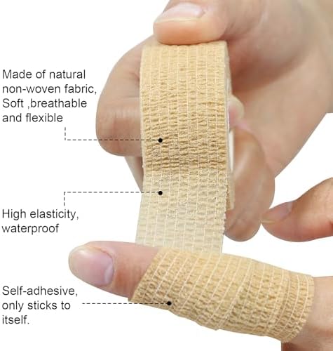 Self Adhesive Wrap Bandage Cohesive Bandage Breathable Self Adherent Wrap for Sprain Swelling and Soreness on Wrist and Ankle 10PCS 1 in X 14.7 ft (Blue)