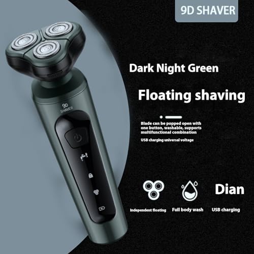 4-in-1 Electric Shaver for Men — Rechargeable, Equipped with Trimmer, Facial Cleansing Brush & Nose Hair Cutter, Full-Body Washable, Rotary 3-Blade System, 90 Minutes of Runtime