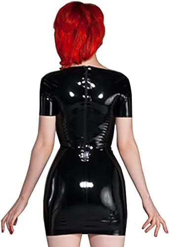 Sexy Black Women Latex Rubber Mini Skirt with Red Edge Gummi 0.4mm Club Wear Customize,Purple,M