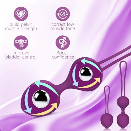 4 Kegel Balls for Women Tightening Exercise Set, Different Kegel Weights for Pelvic Floor Muscle, Pelvic Floor Trainer System for Beginners & Advance (Purple)