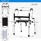 Walker for Seniors with Seat，Folding Adult Standard Walkers with 2 Front Wheels Lightweight Portable Walking Frame Height Adjustable Mobility Aid for Handicap Disabled