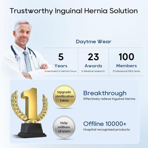 Hernia Belts for Men Inguinal, Hernia Support for Women and Men, Hernia Truss for Left or Right Side, Groin Belt, Adjustable Waist Strap with Removable Compression Pads
