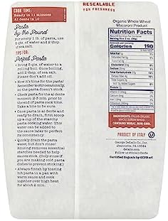 DeLallo Whole Wheat Elbow Macaroni Pasta, 1 Pound Bag, 7 Pack, 100% Organic, Made in Italy, High Protein