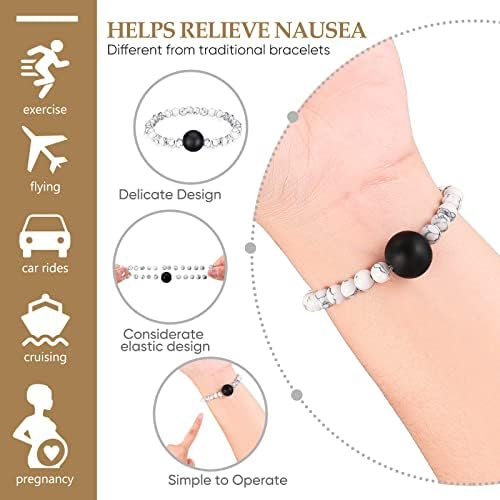 Yinkin 2 Pcs Anti Nausea Wristband Sea Sickness Relief Motion Wristbands Acupressure Bracelet for Car sickness Travel Push Bead into Wrist, Helps Vertigo, Relieves Dizziness