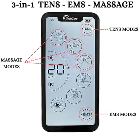 TENS Unit Muscle Stimulator – 24 Massage Modes, Touchscreen EMS Device, Dual Channel, Rechargeable, Deep Tissue Pain Relief for Back, Shoulder, Sciatica, Tendonitis, Plantar Fasciitis,8 Electrodes