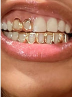 Gold Grillz Set Open Face Hip Hop Teeth Jewelry Gold Plated Dental Caps for Top Bottom Removable Grills for Men Women
