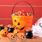 SAFIGLE Mini Pumpkin Candy Bucket 1.23 Inch Plastic Trick or Treat Pail Portable Candy Holder and Tabletop Decoration for Halloween Kids Party