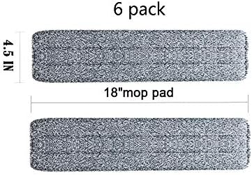 18 inch mop Pads Replacement 6 Pack mop Head Replacement Washable Microfiber Pads