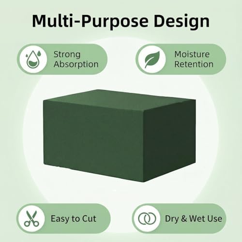 Qaduoduo 6PCS Floral Foam Blocks, High Absorbent Flower Foam, Easy to Cut & Shape, Wet & Dry Use, Odorless, for Wedding Centerpieces, Table Decor & DIY Crafts, Florists & Beginners