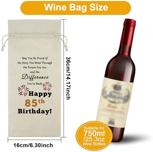 Sazuwu Happy 85th Birthday Gifts Wine Bag Birthday Gifts for Men 85 Years Old Inspirational Birthday Quotes Wine Accessories Gifts for Wine Lovers Born in 1939 Gifts for Turning 85