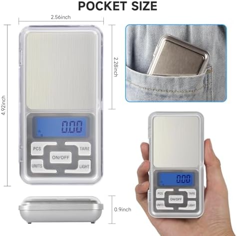 Compact Digital Pocket Scale, Stainless Steel Panel 500g 0.01 Gram Accuracy Portable Kitchen Digital Scale with LCD Display for Food Jewelry Weighing Cooking Baking Coffee Handmade