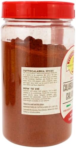 TUTTOCALABRIA Calabrian Chili Powder, Sweet & MILD, Shaker, 350 gm (12.3 oz) All Natural, Non-GMO, Product of Italy