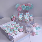 40pcs Edible Blue Bowknot Cupcake Toppers Wafer Paper Bowknot Cake Dessert Picks Baby Shower Princess Cupcake Toppers for Birthday Party Decoration Supplies