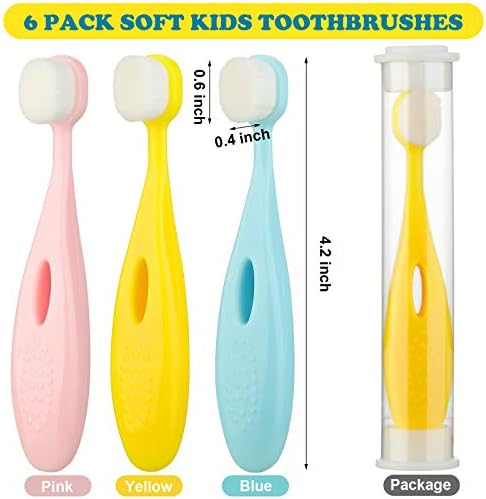 Patelai 6 Pieces Kids Extra Soft Nano Toothbrush Children Bristles Children Micro Nano Manual Toothbrush Set with 20000 Bristles for Age 3and Above Boys Girls Protecting Cleaning(Cute Style)