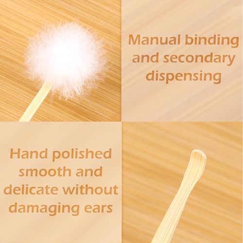 Treela 8 Pcs Bamboo Ear Picker Ear Cleaning Spoon Cute Doll Goose Feather Wood Pick Chinese Scraper Wax Removers Cleaning Tool for Adult(170mm,Classic Style)