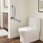 Ceardear Flip Up Toilet Grab Bar for Elderly - 300lb Heavy Duty Stainless Steel Bathroom Safety Rail - 3 Inch Wide Armrest, Foldable Wall Mounted Design for Seniors & Handicap