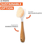 Full Circle Be Good - Bamboo Handle Dish Brush – Sustainable Kitchen Cleaning with Tough Bristles - Natural Dish Scrubber, Nonstick & Cast Iron Cleaner - Long Handle Brush for Dishes, Pots, and Pans