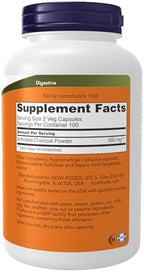 NOW Foods Supplements, Activated Charcoal Made from Coconut Shells, Non-GMO Project Verified, Detox Support*, 200 Veg Capsules