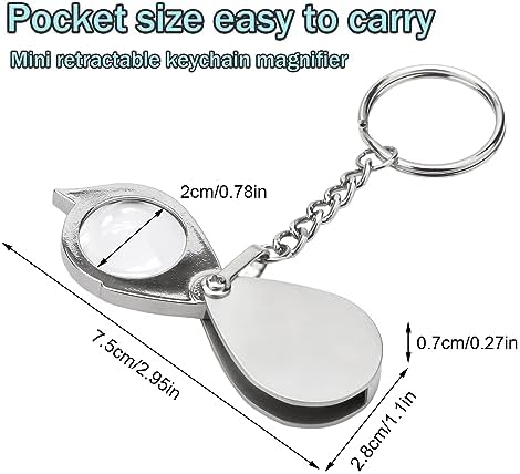 Rongon Small Pocket Magnifying Glass 10X Jewelers Loupe Magnifier Folding Magnifying Lens Keychain Jewelry Loop for Apply to Reading Science Jewelry Hobbies Books