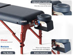 CLORIS 84" Luxury Massage Table Portable 2 Folding Lightweight Facial Salon Spa Tattoo Bed Height Adjustable with Carrying Bag & Wooden Leg Hold Up to 1500LBS Blue