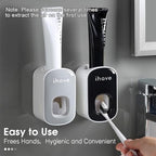 iHave Toothpaste Dispenser Wall Mount for Bathroom Automatic Toothpaste Squeezer (Grey)