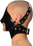 Latex Hood Rubber Mask Open Half Face Blinder with Buckle Cosplay Catsuits Latex Mask