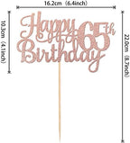 1 PCS Happy 65th Birthday Cake Topper Glitter Cheers to 65 Years Birthday Cake Pick 65 Fabulous Cake Decoration for Happy 65th Birthday Theme Party Decorations Supplies Rose Gold