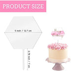 Yalikop 2 Pieces Acrylic Cake Topper Blank Clear DIY Birthday Personalized DIY Cake Topper for Custom Wedding Birthday Festival Party(Hexagon Style)
