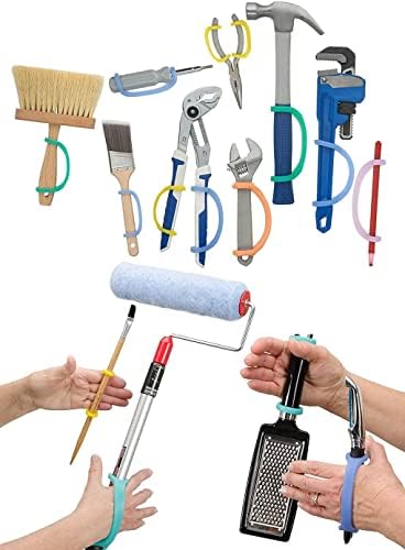 EazyHold Silicone Universal Cuff Aid for Limited Hand Grip, Cerebral Palsy, Therapy, Adaptive Eating Tableware Spoon Fork Holder, Disabled Assistive Equipment (Youth to Adult-5 Pack)