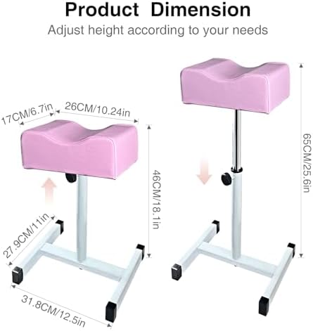 Pedicure Foot Rest,Height Adjustable Pedicure Chair,Non-Slip Pedicure Stool for Massage Office or Home,Pink