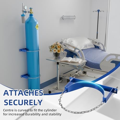 2 Pack Gas Cylinder Wall-Mounted Bracket,Blue Gas Cylinder Fixed Rack,Gas Cylinder Floor Mount Storage Stand,Durable Quality Gas Cylinder Holder with Screws and Safety Chain Supported
