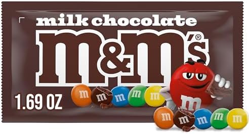 M&M'S Milk Chocolate Candy, Full Size 1.69 oz Bag, Pack of 36 Bulk Candy Chocolate