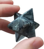 Natural Black Labradorite Crystal Merkaba Star Sacred Meditation Energy Healing Chakra Indoor Decorative Stone,1 Inchs Hexagram Spiritual Stone for Meditation