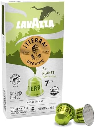 Lavazza ¡Tierra! for Planet Aluminum Capsules Compatible with Nespresso* Original Machines, Medium Espresso Roast, 100% Arabica (60 Capsules)