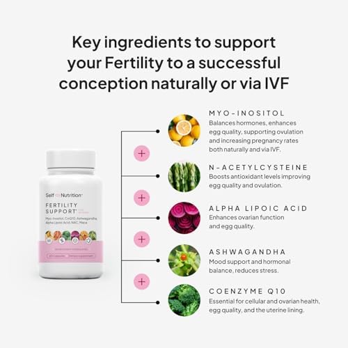 SELF NUTRITION Fertility Support for Women | Conception for Her, Coenzyme Q10, Ashwagandha, Myo-Inositol & More| Support Cycle Regularity & Ovulation| Vegan, Non-GMO, USA Made-60 Capsules