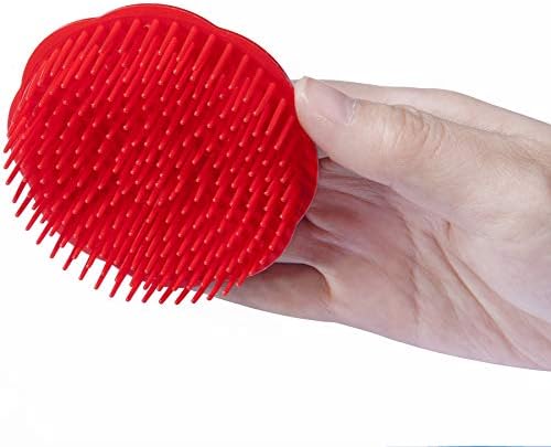 Hair Scalp Brush Dandruff Cleaning Brush Shower Scalp Shampoo Brush Scalp Massager Pack of 4 (Black and red)