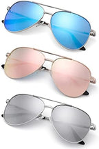 3 Pack Bifocal Reading Sunglasses for Women Men, Aviator Sun Readers Glasses Mirrored Shades UV400 +2.50