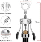 KORCCI Wine Opener 2 Pcs, Wine Bottle Opener, Zinc Alloy Wing Corkscrew Heavy Duty, Cork Screw Beer Opener for Bartenders, Multifunctional Bottle Opener for Kitchen, Restaurant, Bar, Waiters （Silver）