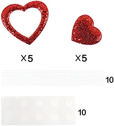 Ercadio 10 Pack Happy Valentine's Day Heart Cake Toppers Felt Red Heart Cake Toppers Happy Valentine's Day Cake Picks for Wedding Bridal Shower Party Theme Cake Decor Supplies