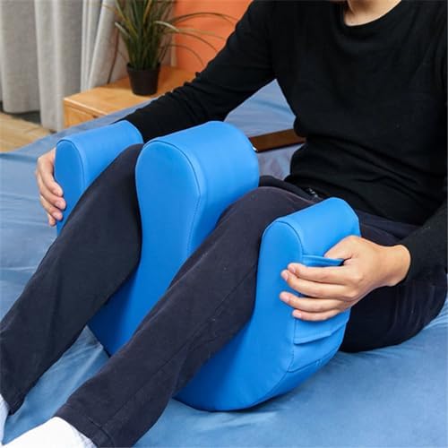 ASkinds Patient Turning Device Paralysis Bed Rest Nursing Help The Elderly Turn Over PU Leather Anti-Decubitus Multifunctional UU-Shaped Waterproof Roll Over Pad with Straps for Caregivers, Blue