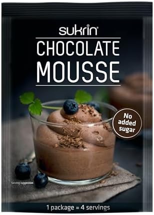 Sukrin Chocolate Mousse Mix + Sukrin Gold Sweetener Sachet - Sugar-Free, Low-Calorie, Low-Carb, Keto-Friendly, No Artificial Colors, Includes 2x Chocolate Mousse Mix Packs and 1x Sukrin Gold Sachet 20g