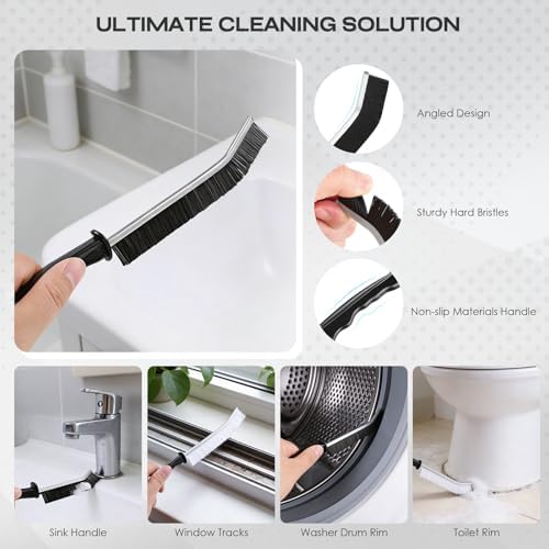 Navatiee 14PCS Crevice Cleaning Brush Set, Hard Bristle Scrub Brushes for Deep Cleaning Grout & Sink, Multifunctional Crevice Cleaning Tool for Bathroom Kitchen Corners, Bottle, Teapot, Blender