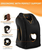 Sunany Travel Pillow, Inflatable Neck Pillow Used for Airplanes/Cars/Buses/Trains/Office Napping with Eye Mask/Earplugs (Balck)