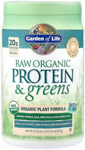 Garden of Life Raw Organic Protein & Greens Lightly Sweet, Vegan Protein Powder for Women and Men, Plant and Pea Protein, Greens, Probiotics, Gluten Free Low Carb Shake Made Without Dairy 20 Servings