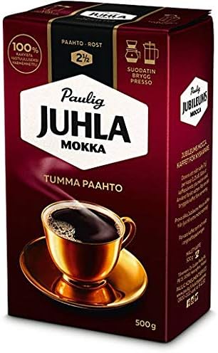 Paulig Juhla Mokka Dark Roast fine ground Coffee 4 Packs of 500g