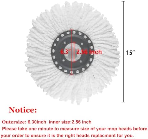 YWSHF 5 PCS Spin Mop Heads Replacement Refill for Old Hurricane Mr.Clean 360 Spin Magic Rotating Round Mop Microfibre Universal Spin Mop Heads Clean Mop Head Refill for Standard Mops (White-5PCS)
