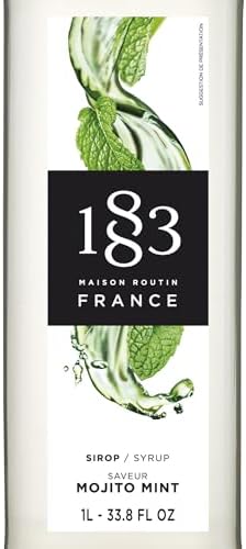 1883 Mojito Mint Syrup for Drinks, Made in France, 1 Liter Plastic Bottle