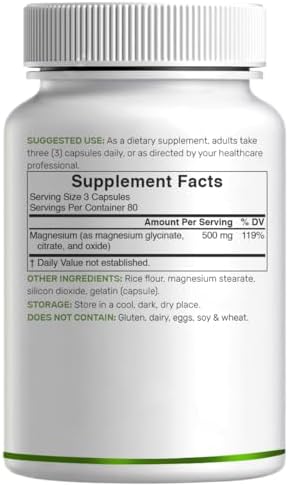 Magnesium Complex 1,000mg, 240 Capsules – Triple Magnesium Complex with Magnesium Glycinate, Citrate, Oxide – Mineral Supplements with Max Strength Elemental Forms + 100% Chelated & Purified