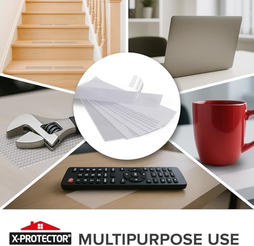 X-Protector Rubber Grip Tape Strips - 10 PCS Pack of Non-Abrasive Grip Stickers - 2"x8.5" Heavy-Duty Non Slip Adhesive Strips - Clear Waterproof Rubberized Grip Tape for Handles!
