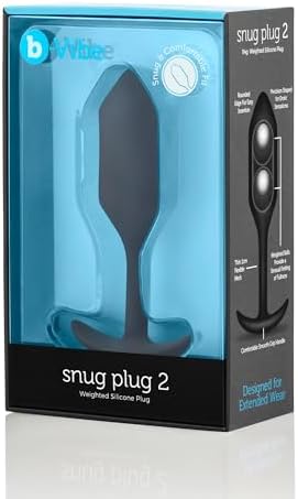 b-Vibe Snug Plug 2, Weighted Silicone Butt Plug, Beginner Anal Plugs - Sex Toys for Adults, 114g (Black)